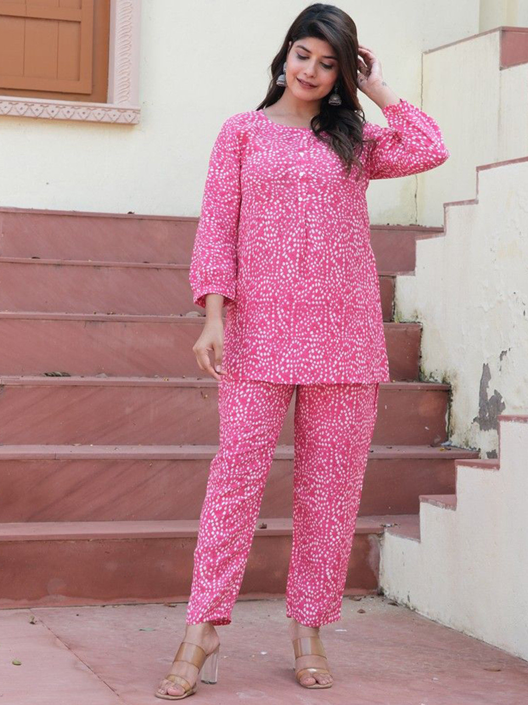 HEBA Bandhani Printed Tunic With Trouser