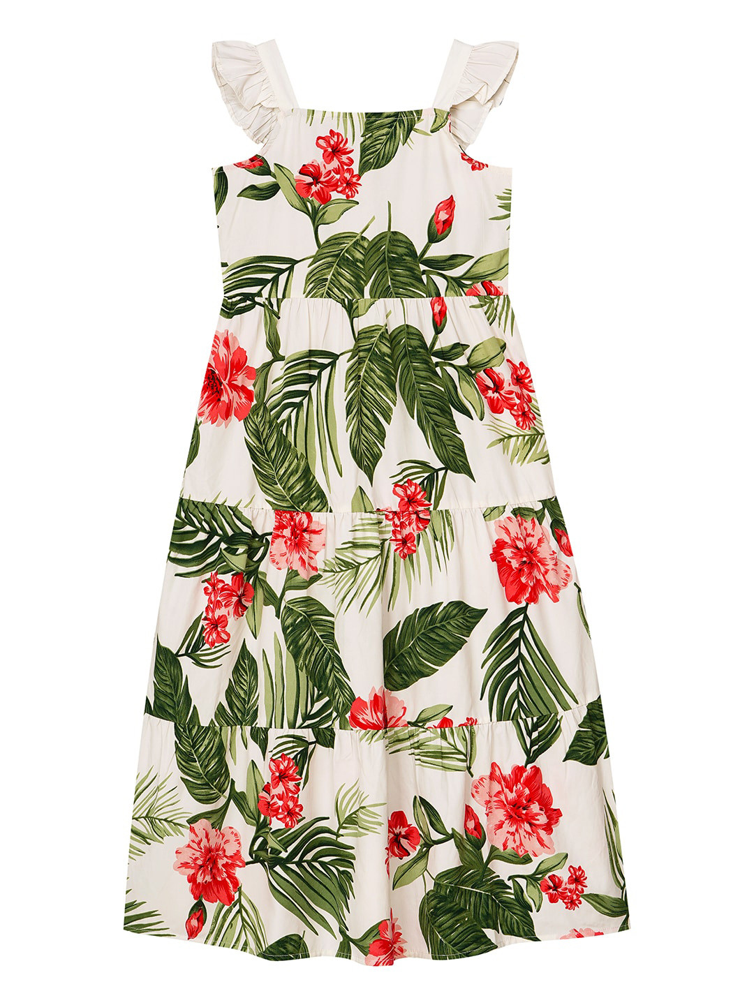 Budding Bees Girls Floral Printed Crepe A-Line Dress