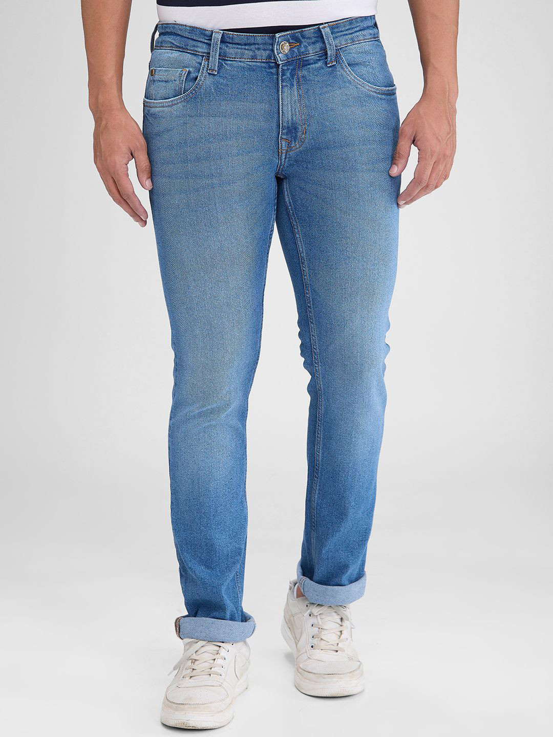 ColorPlus Men Clean Look Light Fade Light Shade Slim Fit Mid-Rise Non Stretchable Jeans