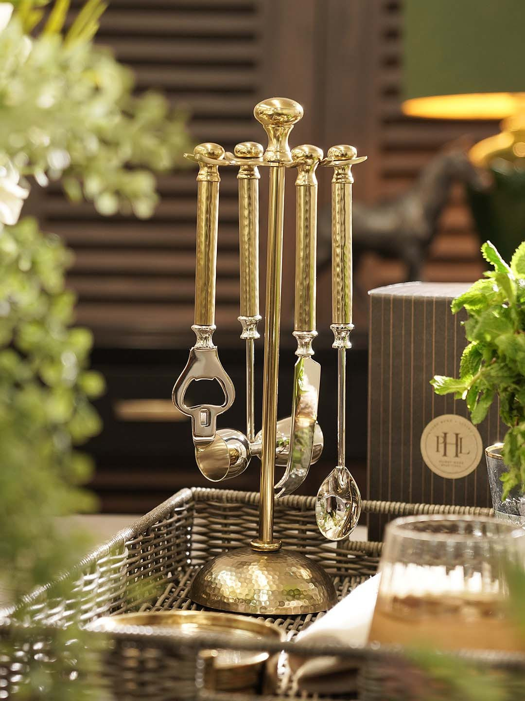 Pure Home and Living Gold Toned 4 Pieces Barware Tool Sets