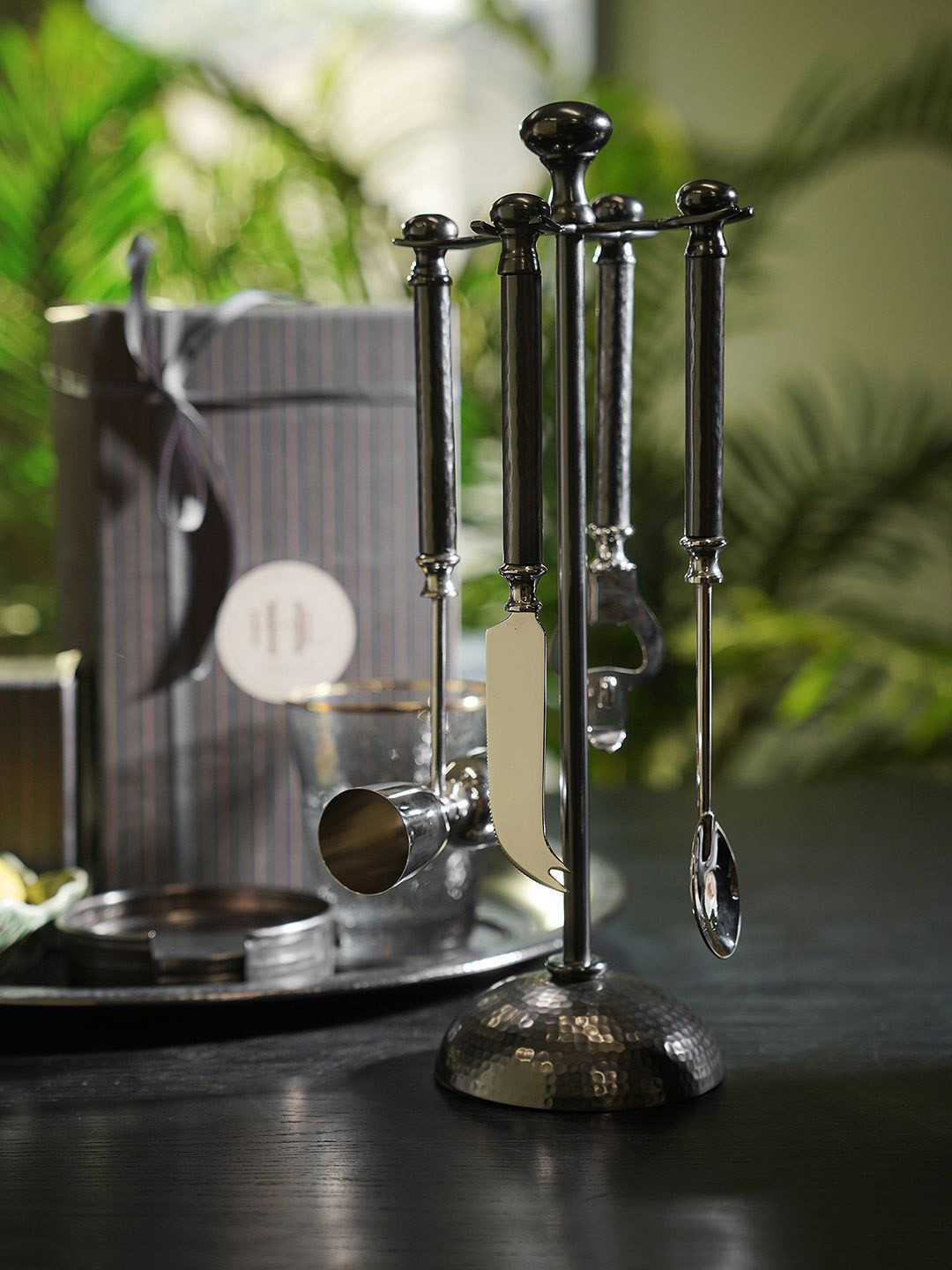 Pure Home and Living 4-PCS Grey Matt Finish Barware Tool Sets