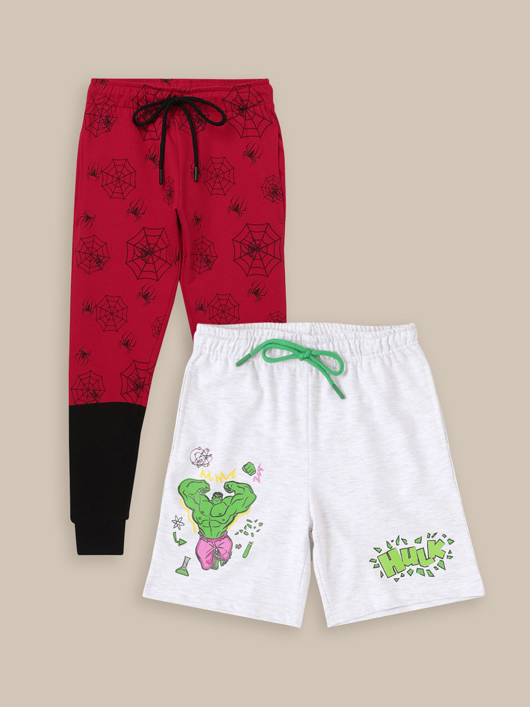 Kids Ville Boys Pack Of 2 Avengers Printed Shorts With Joggers