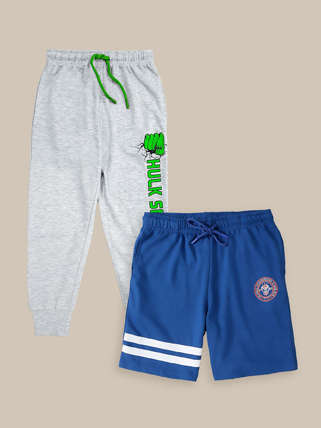 Kids Ville Boys Pack of 2 Dc Comics Printed Mid-Rise Shorts