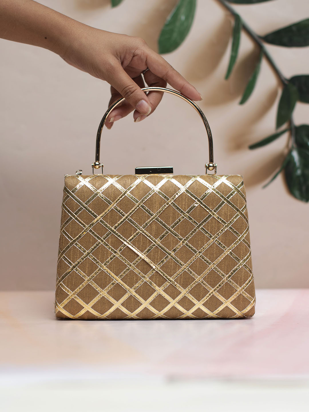 ARTKLIM Embellished Gota Patti Fabric Party Box Clutch