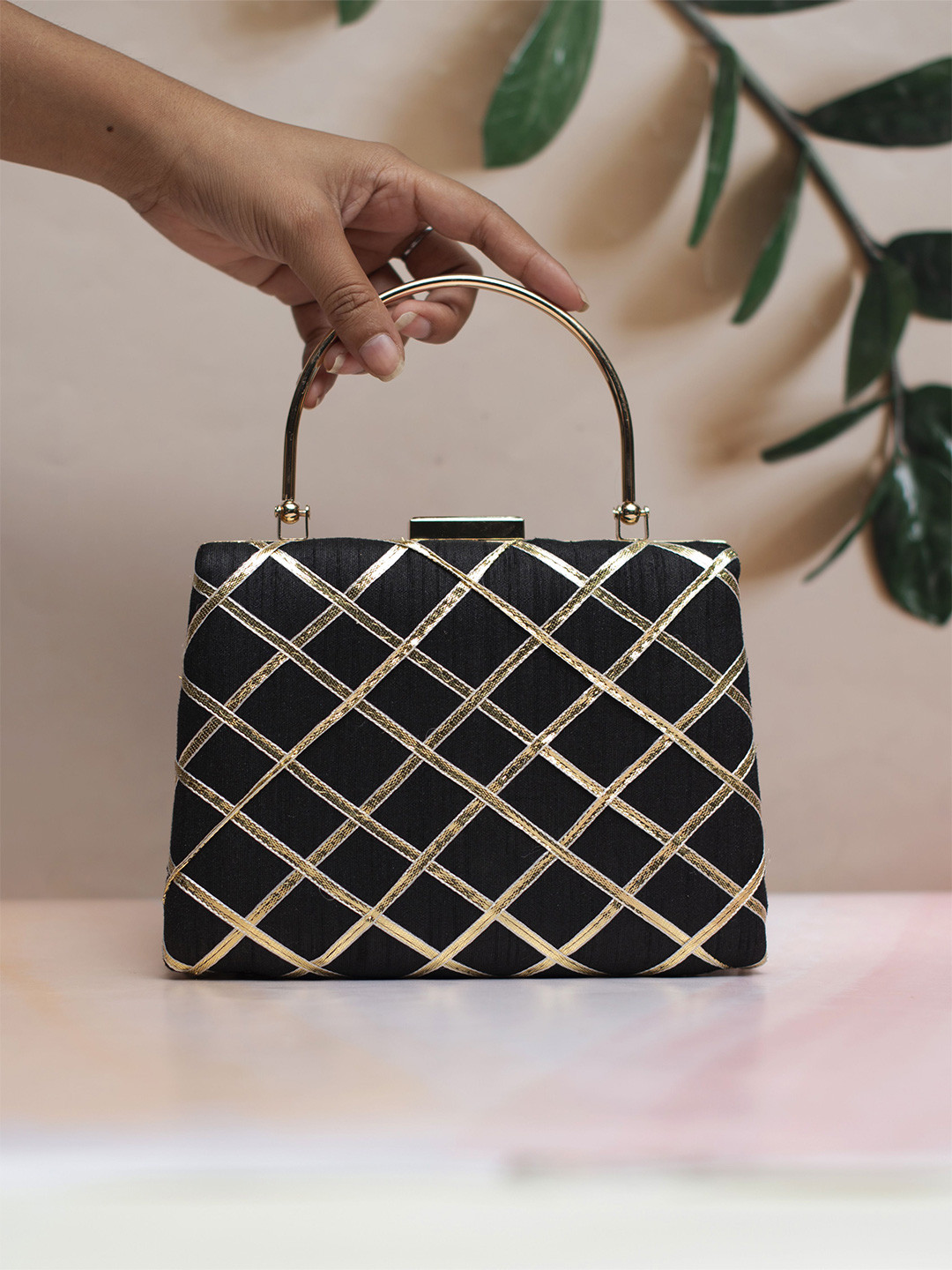 ARTKLIM Embroidered Gota Patti Box Clutch