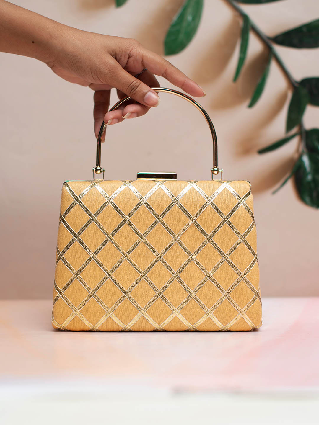 ARTKLIM Embroidered Gota Patti Box Clutch