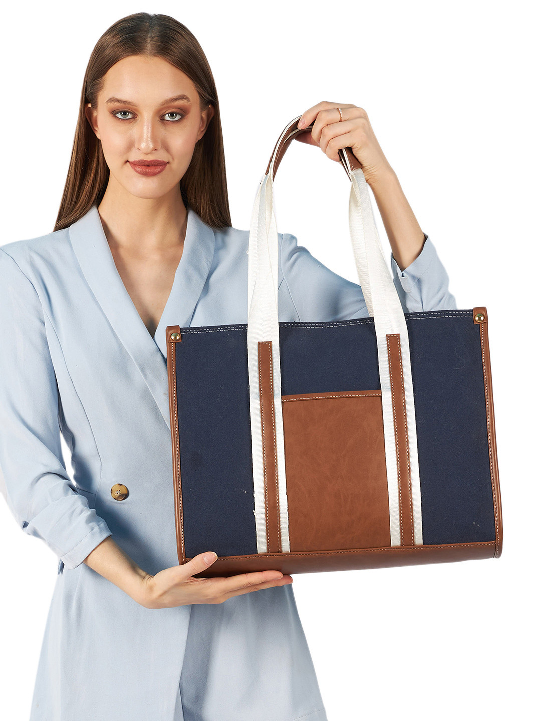 MINI WESST Structured Canvas Tote Bag With Pouch