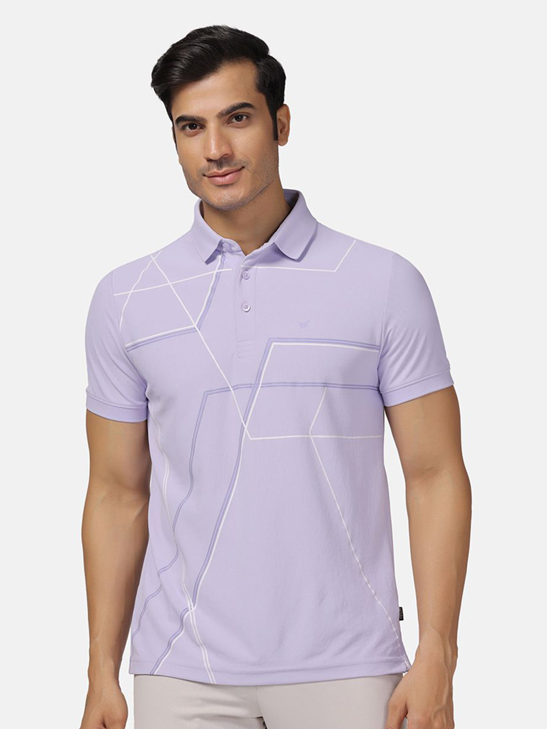 Blackberrys Men Slim Fit Lilac Printed TechPro Polo Tshirts