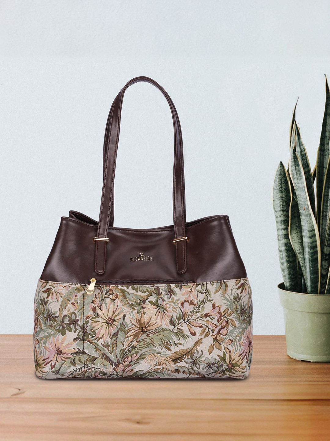 THE CLOWNFISH Prudence Floral Printed Synthetic Leather Structured Shoulder Bag