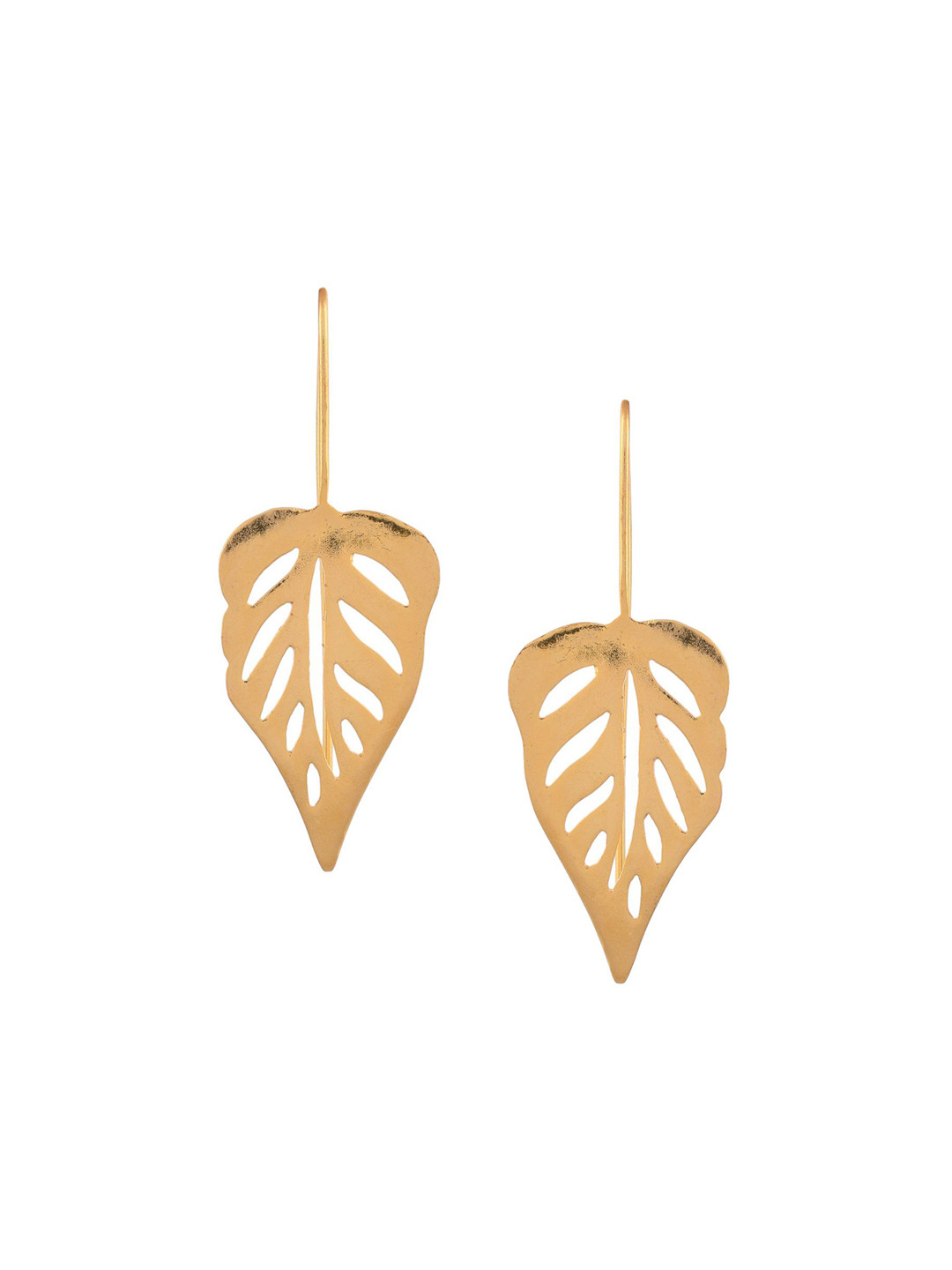 Silvermerc Designs Gold-Plated Classic Leaf Shaped Drop Earrings