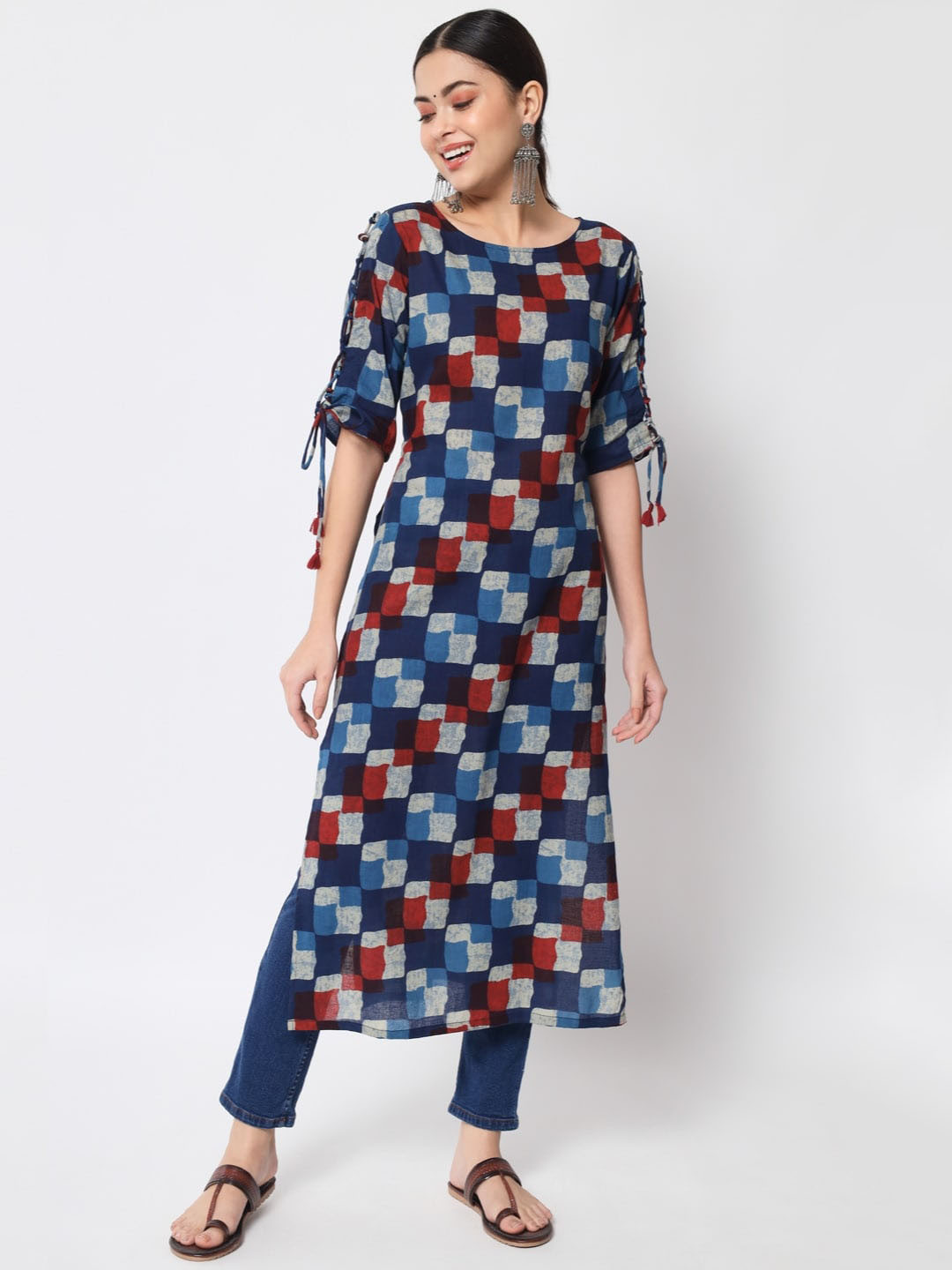 ftDiva Geometric Printed Pure Cotton Kurta