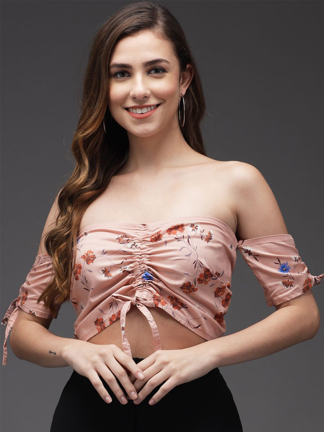 TANDUL Floral Printed Tube Crop Top