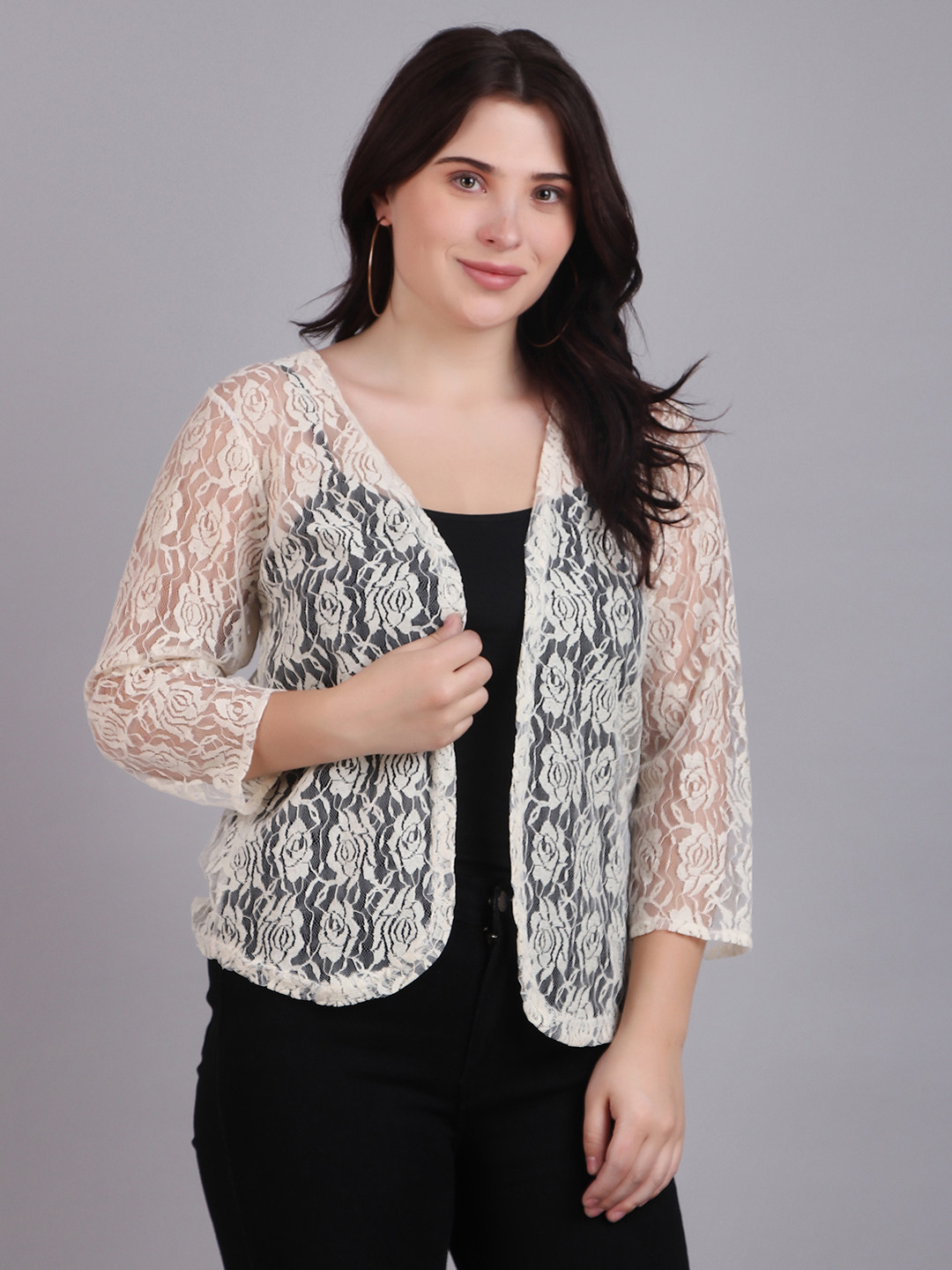 Dressitude Self Design Open Front Cotton Shrug