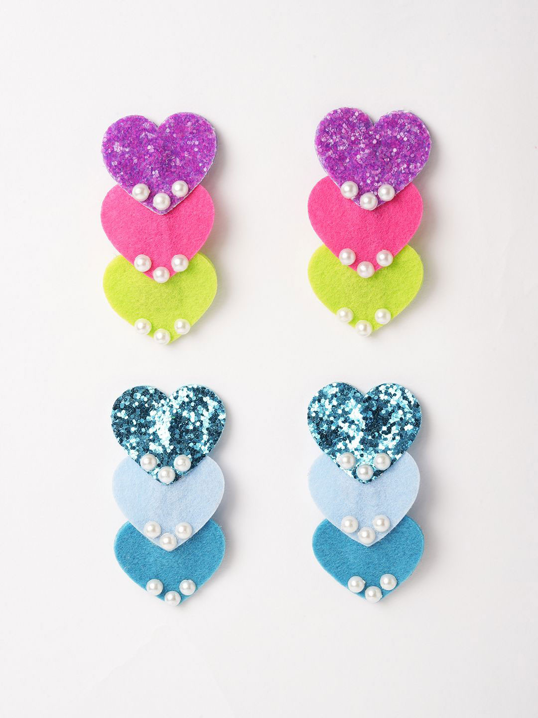 RIBBON CANDY Girls Set of 4 Embellished Shimmer Tic Tac Hair Clips