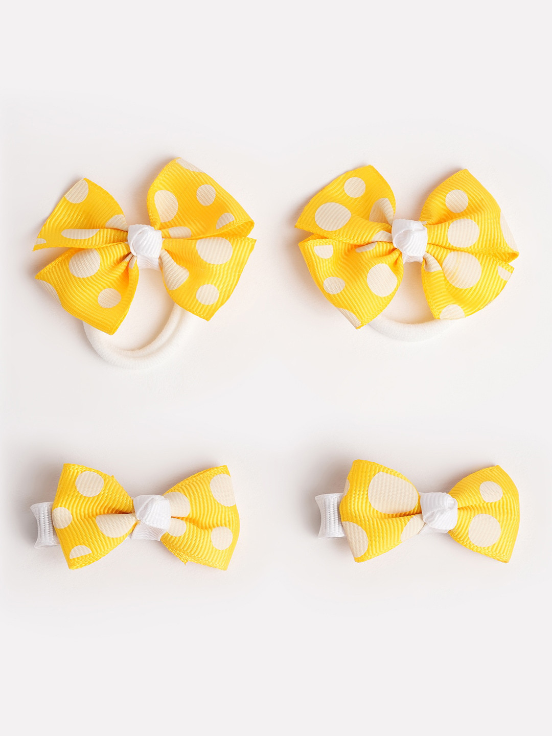 RIBBON CANDY Girls Set of 4 Printed Ponytail Holders & Alligator Hair Clips