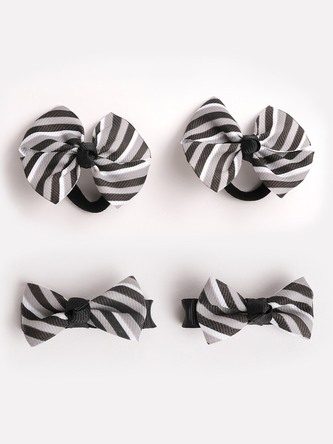 RIBBON CANDY Girls Set of 4 Striped Ponytail Holders & Alligator Hair Clip