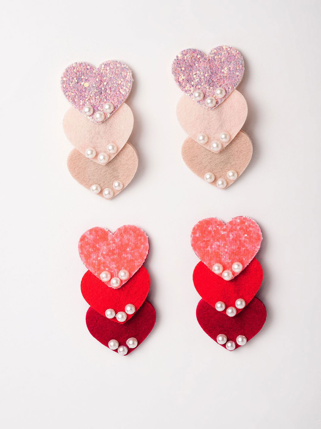 RIBBON CANDY Girls Set of 4 Embellished Shimmer Tic Tac Hair Clips