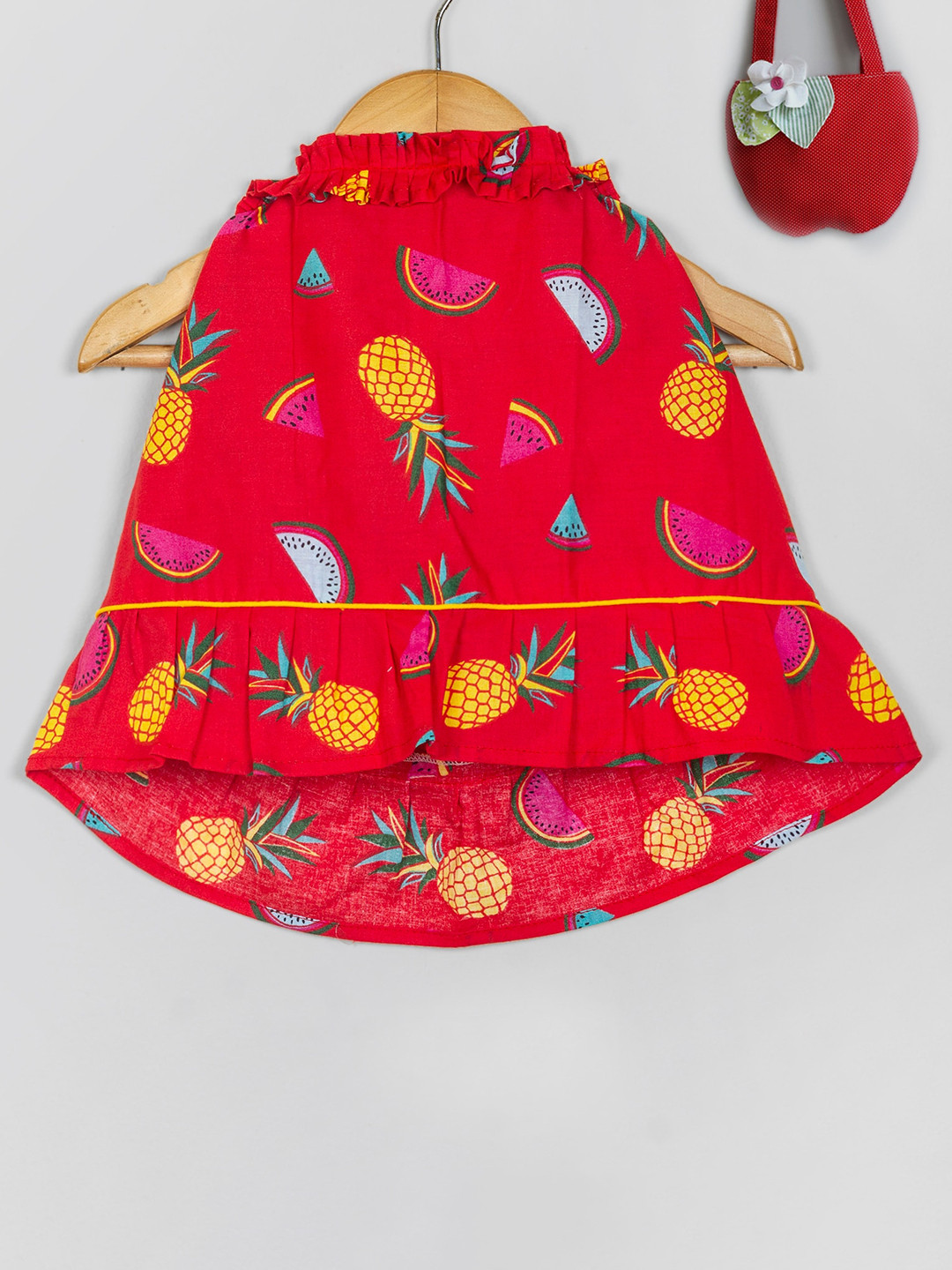 Tangerine Closet Floral Printed Cotton High-Low Crop Top
