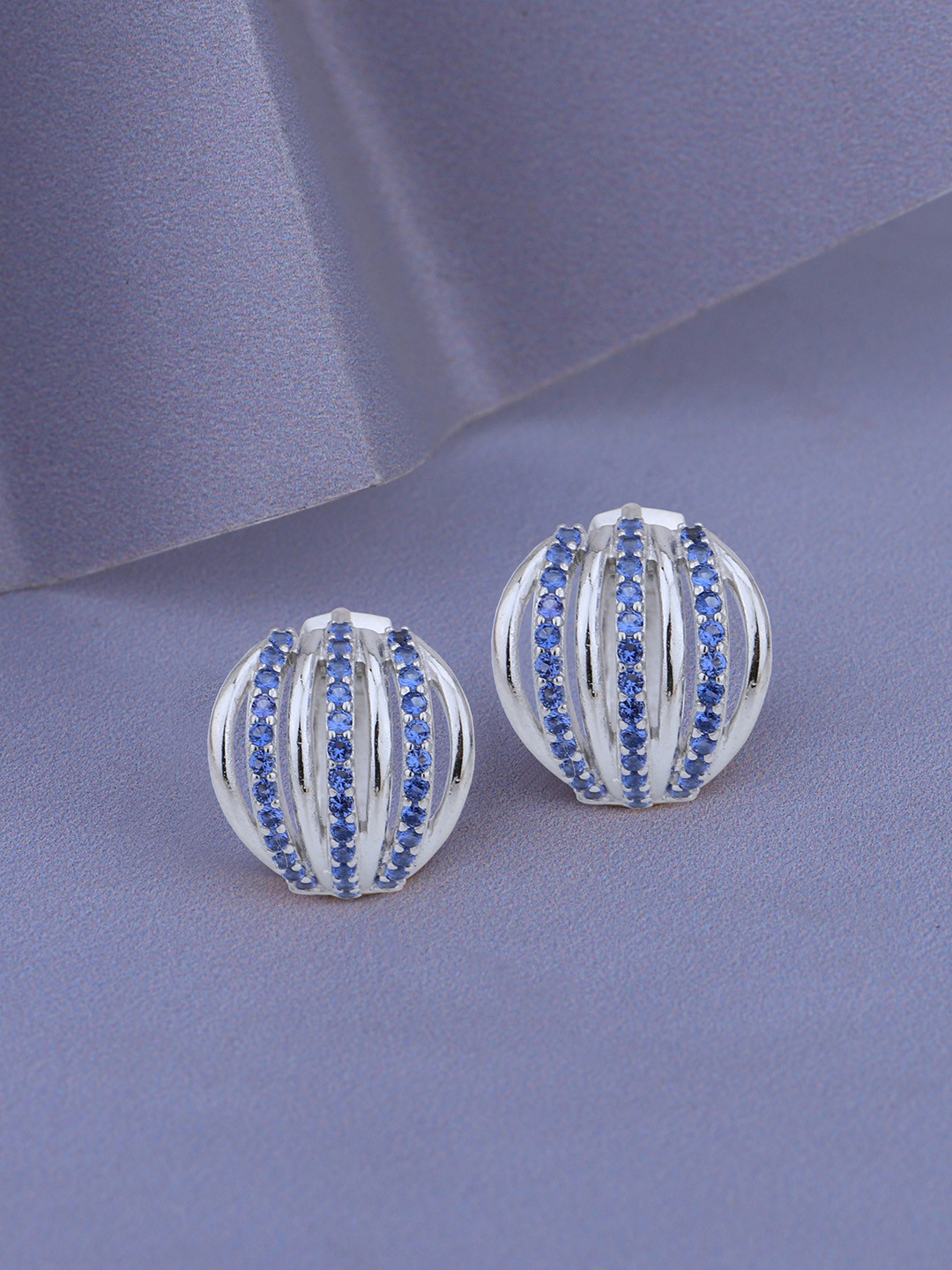 Carlton London Rhodium Plated with CZ Circular Fancy Hoop Earring