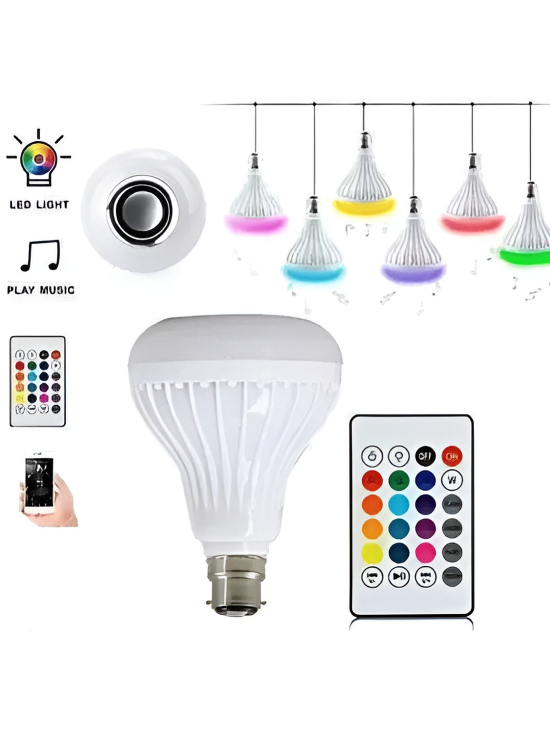 SPARK WORLD White Wireless Bluetooth Music LED Bulb
