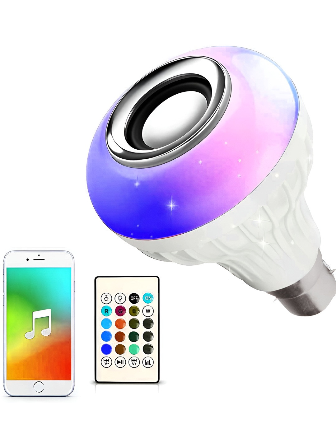 SPARK WORLD White Wireless Music Playing Light Lamp & Remote Controller Light Changing