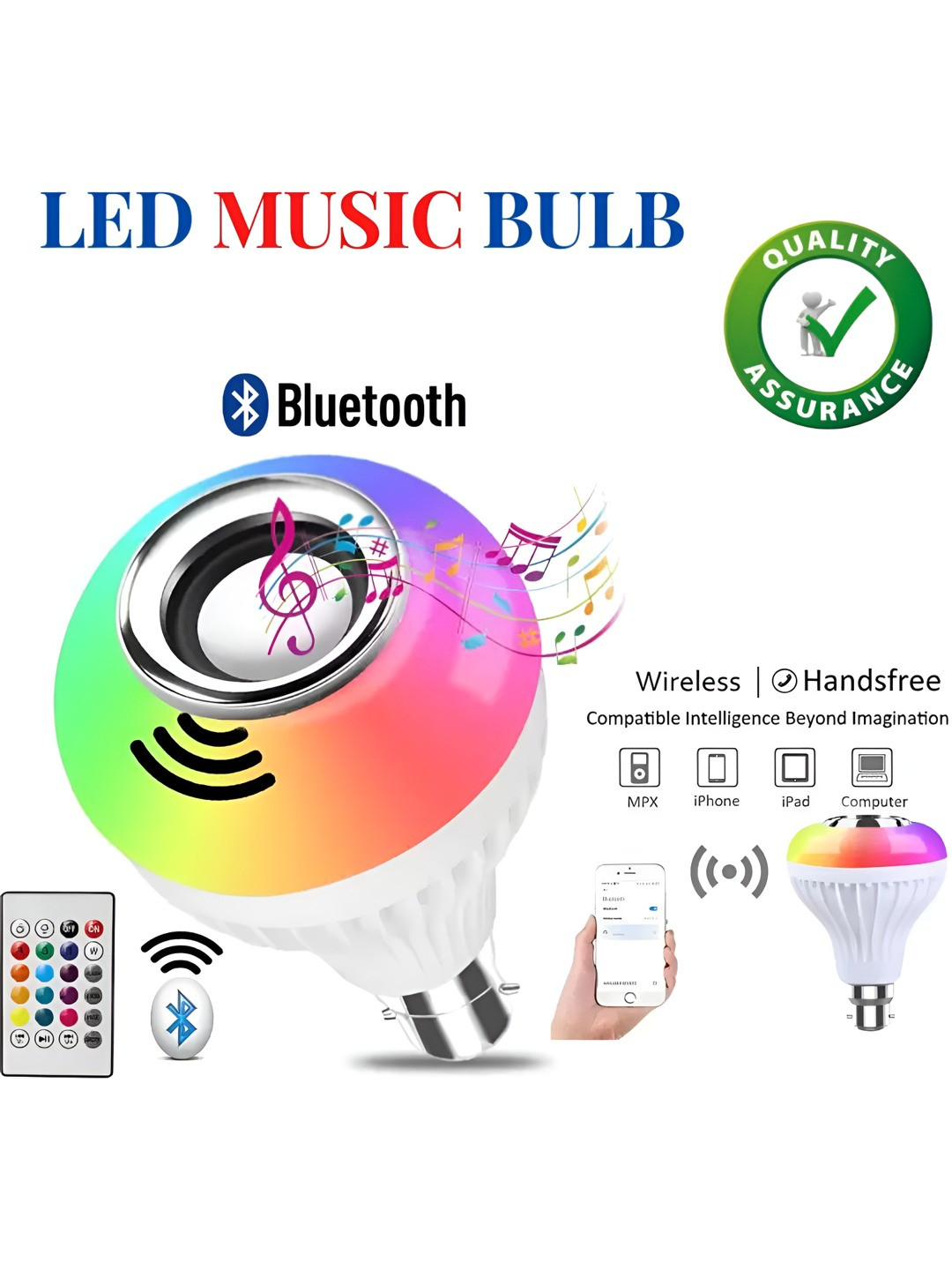 SPARK WORLD White LED Disco Ball Bluetooth Music Smart Bulb