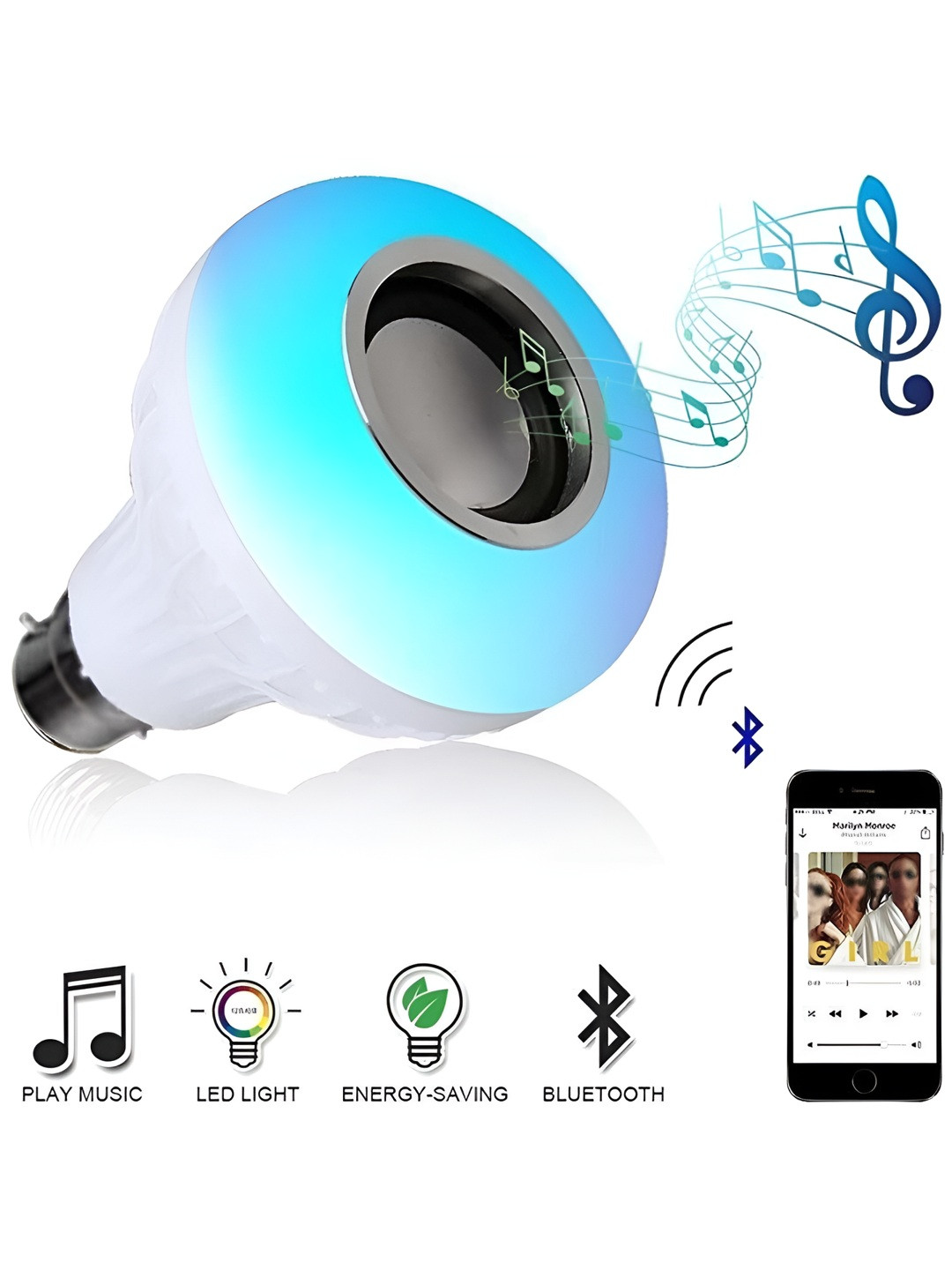 SPARK WORLD White LED Bluetooth Speaker Smart Light