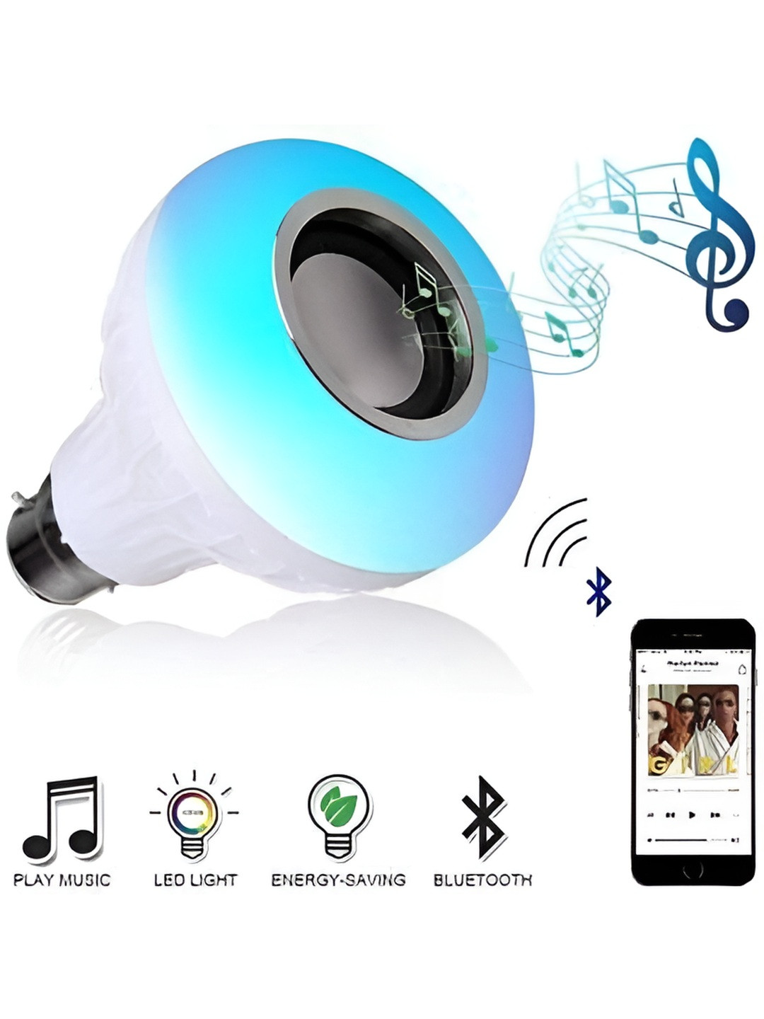 SPARK WORLD White LED Bluetooth Speaker Music Smart Bulb