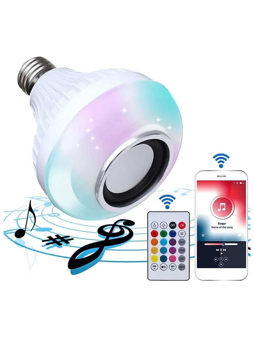 SPARK WORLD White Bluetooth Speaker LED Smart Bulb