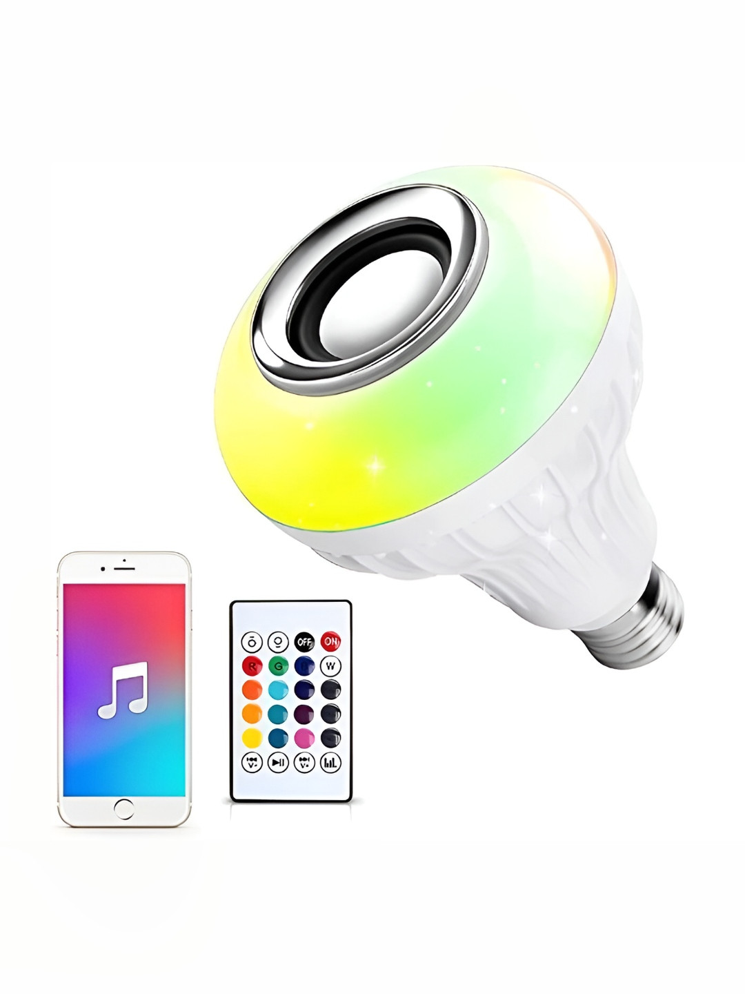 SPARK WORLD White Wireless Music Playing Remote Controller LED Bulb