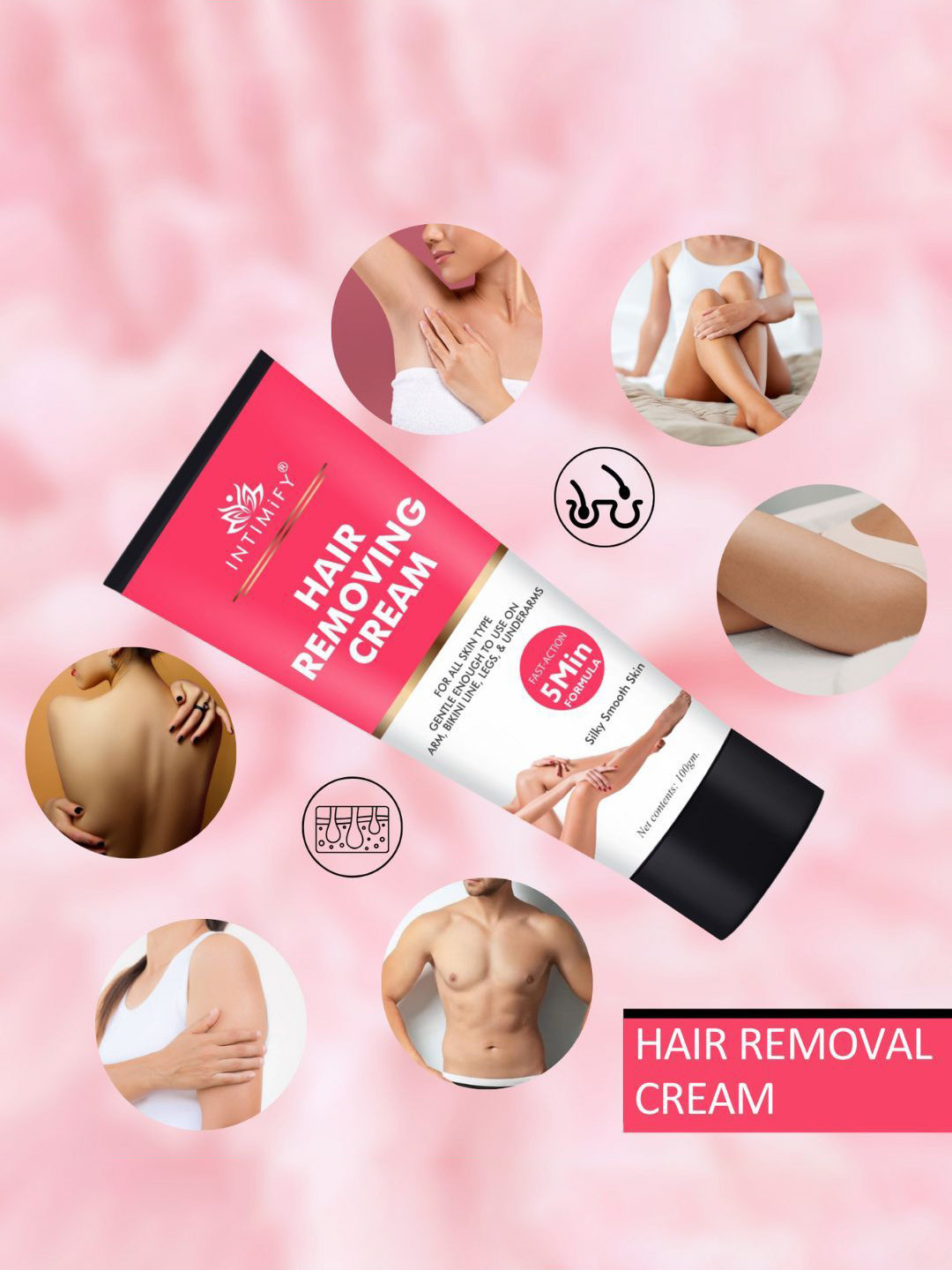 INTIMIFY Hair Removing Cream with Fast Action 5-Min Formula - 100 g