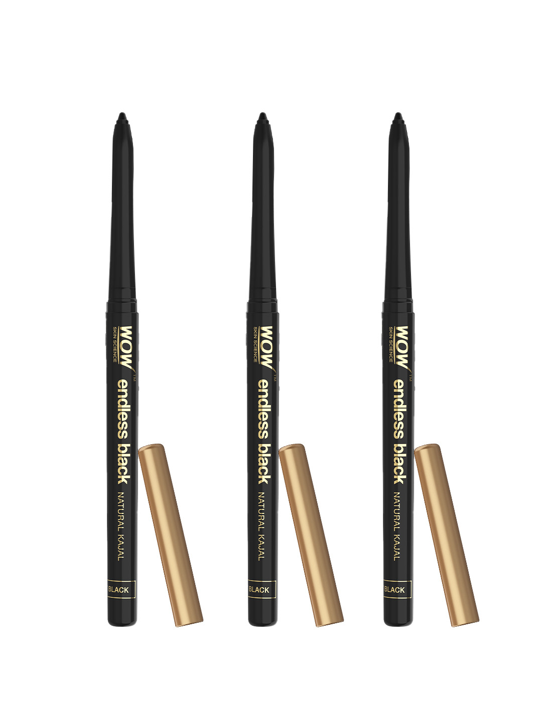 WOW SKIN SCIENCE Set of 6 Endless Black Waterproof Smudge-Proof Kajal with Coffee Extracts