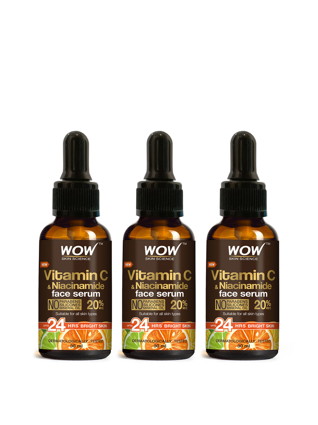 WOW SKIN SCIENCE Set Of 3 Vitamin C Face Serum For Brightening - 30ml Each