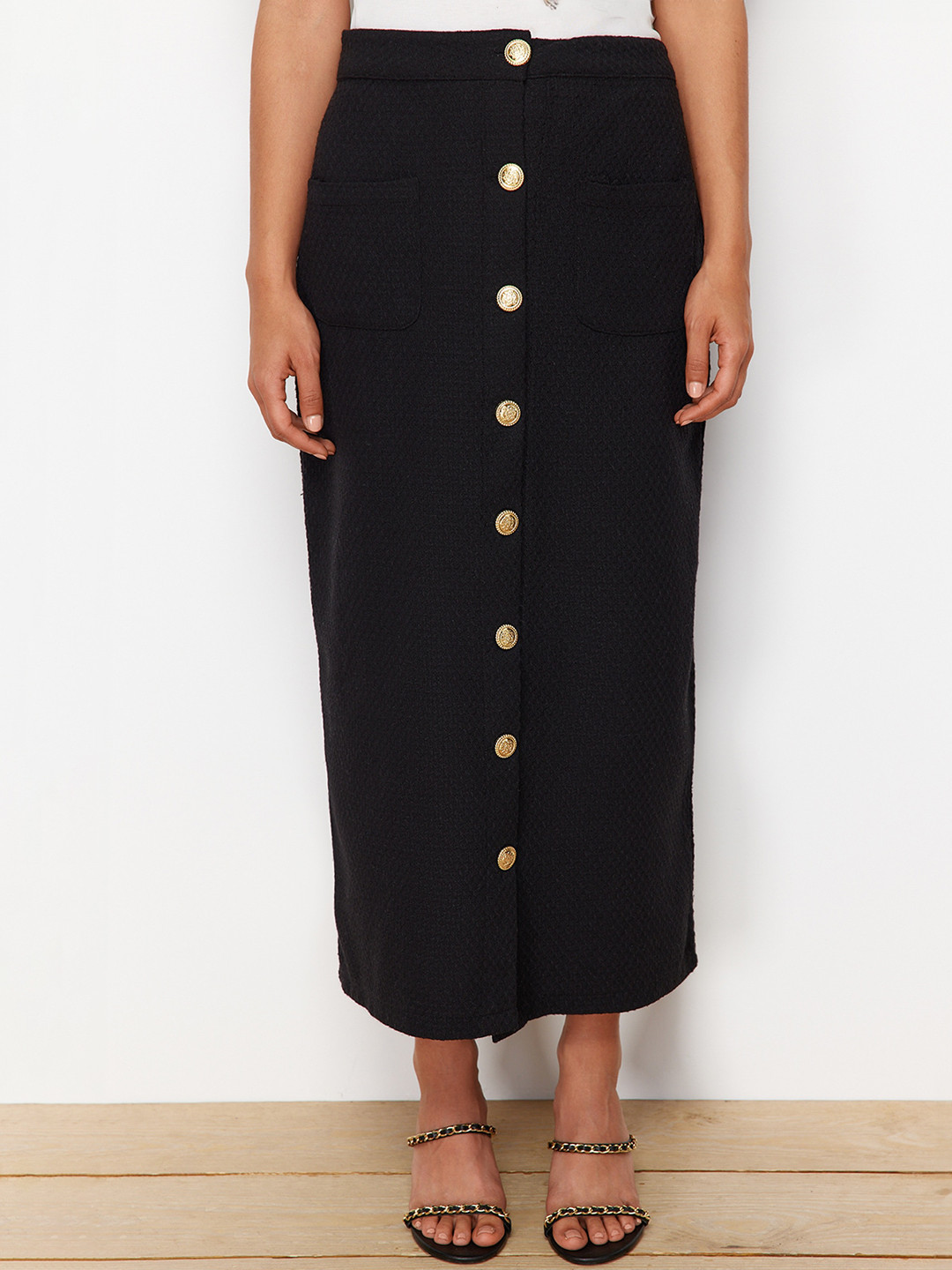 Trendyol Button-Detailed Coat With Skirt