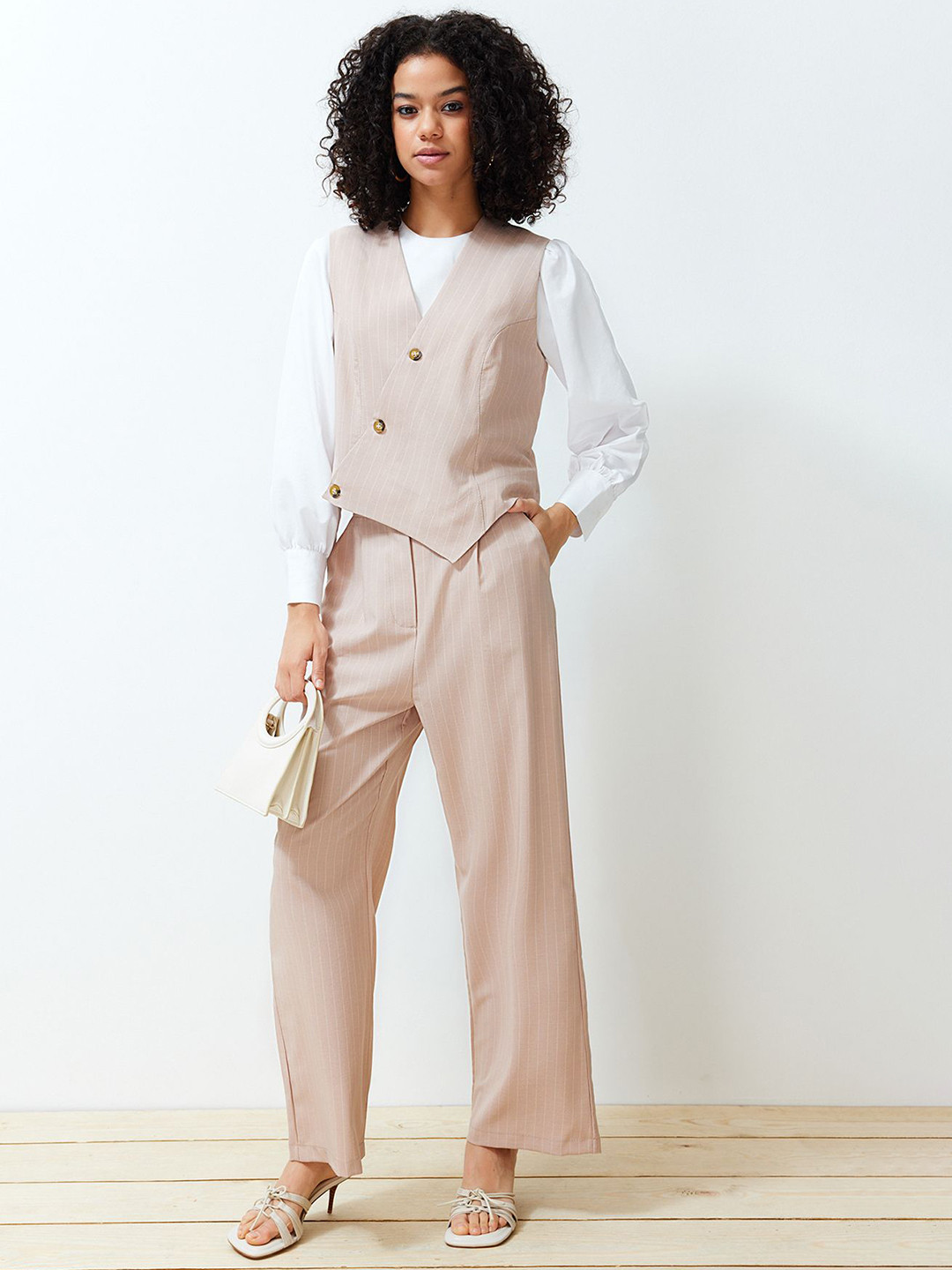 Trendyol Stripped Waistcoat Shirt & Trouser