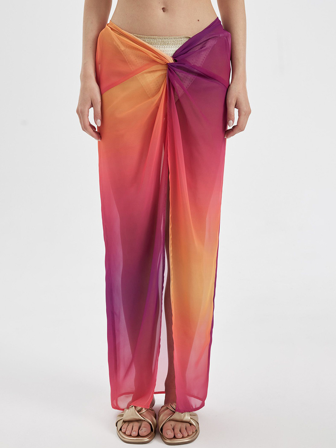DeFacto Women Tie & Dye Printed Swim Sarong