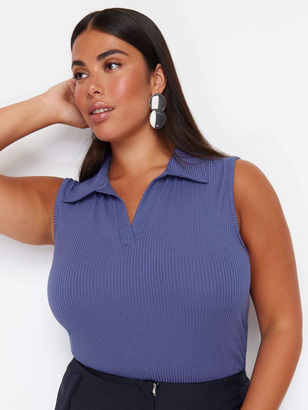 Trendyol Plus Size Sleeveless Shirt Style Top