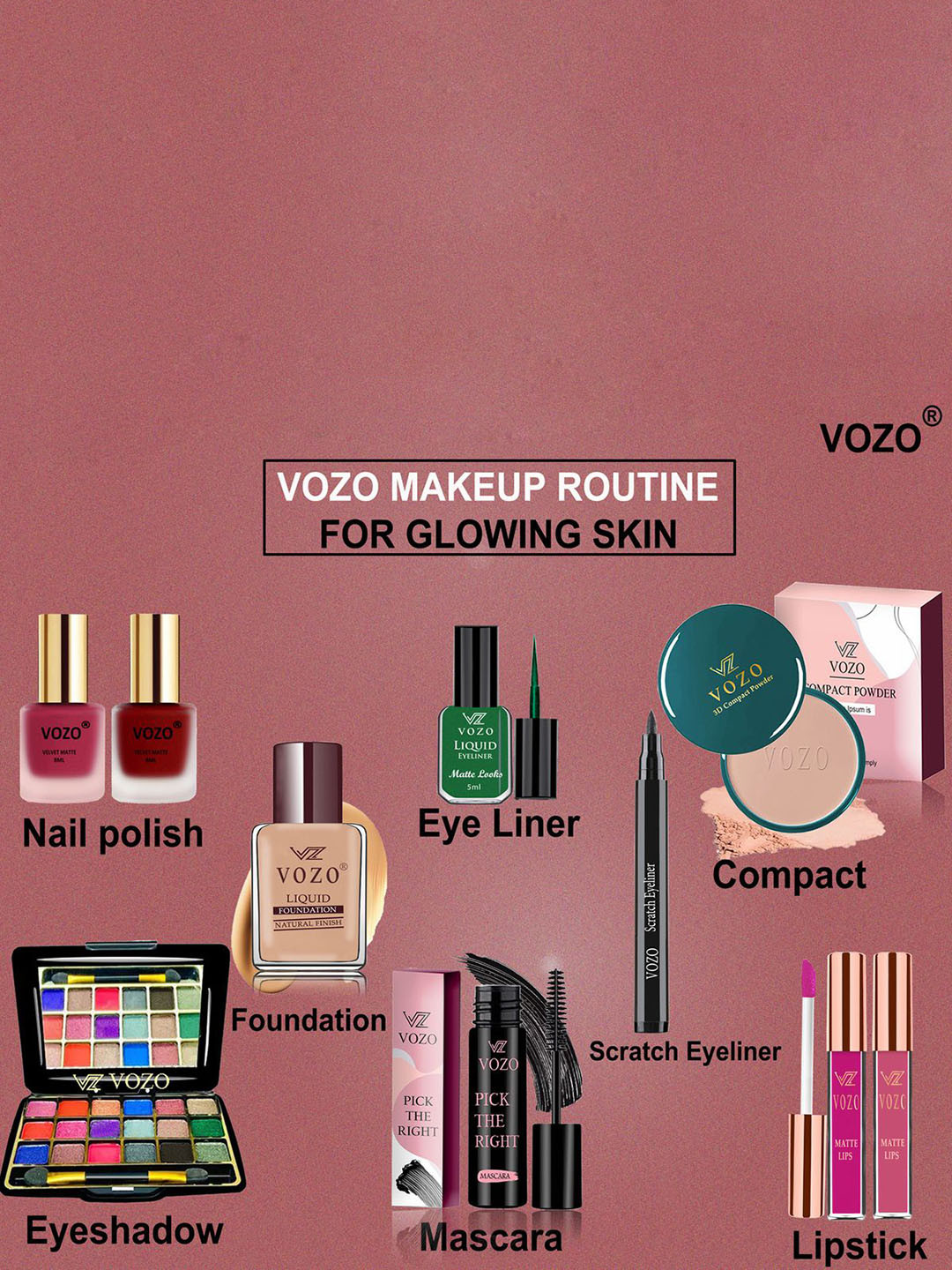VOZO Ultimate Glamour Vault Set Of 10 Makeup Kit