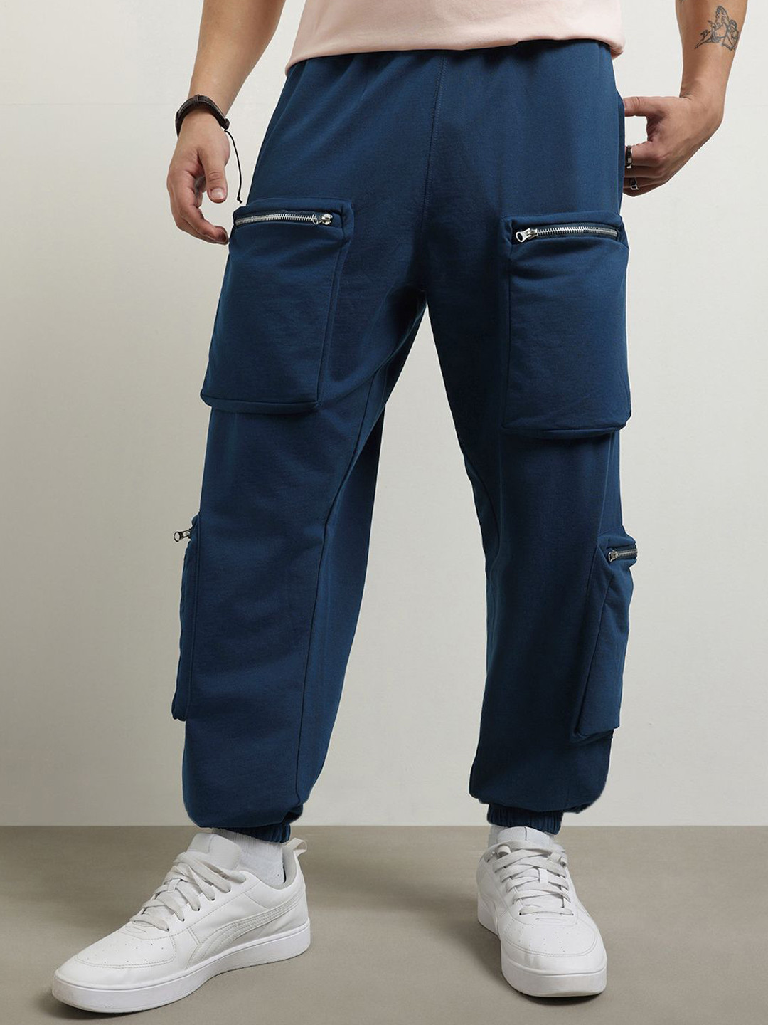 NOBERO Men Solid Oversized Joggers