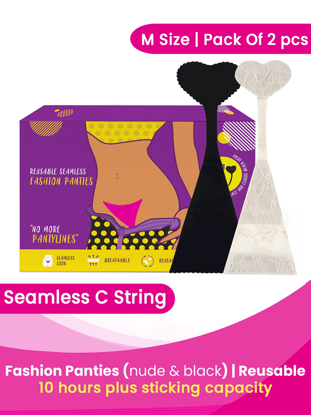 pantylines Buy Pinq Polka Pack of 2 Reusable Fashion Thong Briefs C-String Panty  Medium - Briefs for Women 29786924 | Myntra
