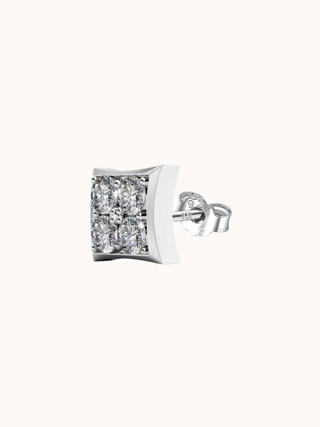 HighSpark Men 925 Sterling Silver Cubic Zirconia Studs Earrings