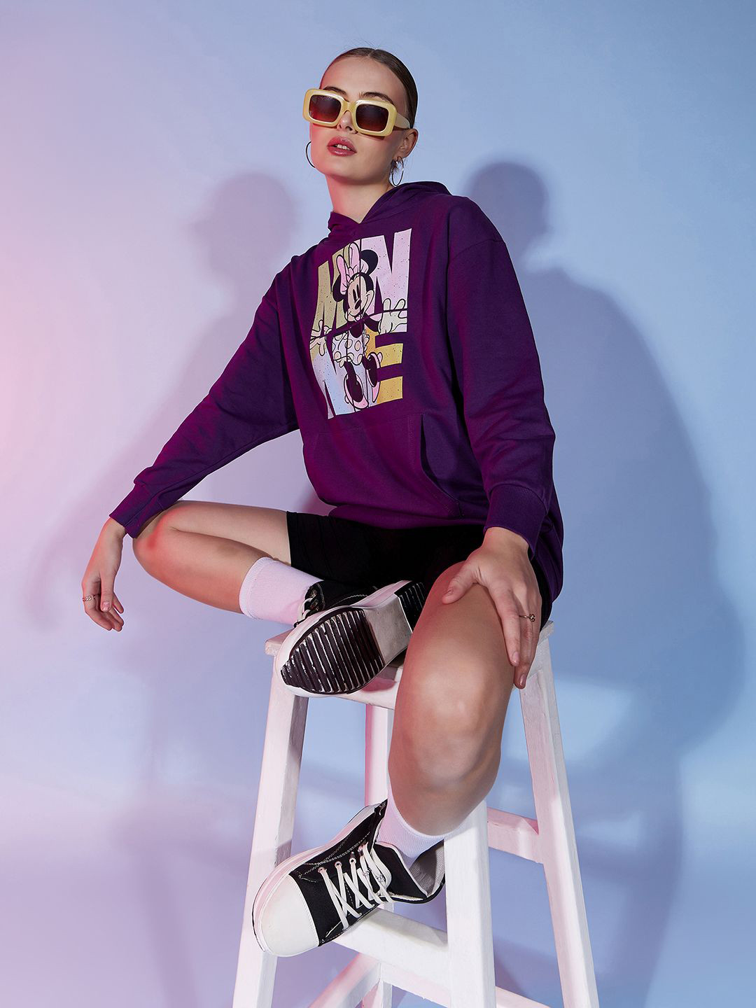 Disney by DressBerry Minnie Mouse Printed Pullover Cotton Hooded Sweatshirt