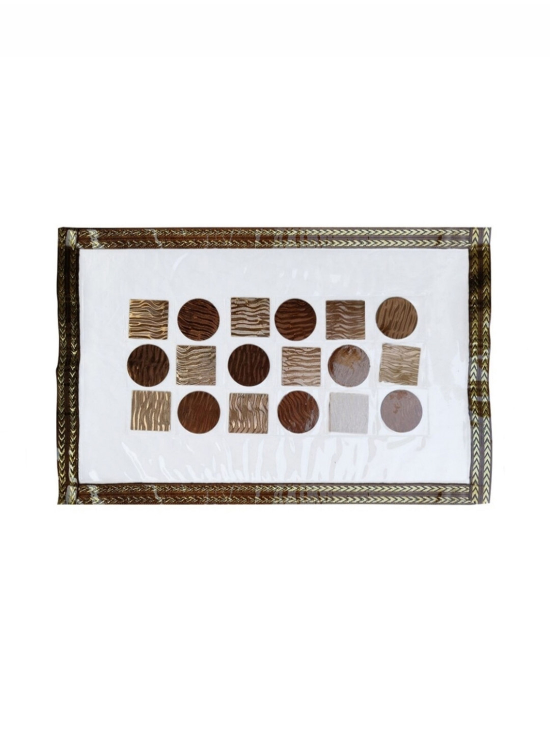 MONKDECOR 6 Pieces White & Brown Geometric Patterned Rectangle Table Placemats