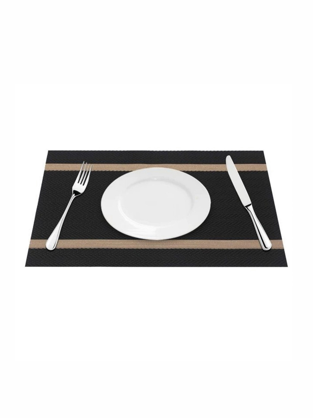 MONKDECOR 6 Pieces Black Geometric Patterned Rectangle Table Placemats