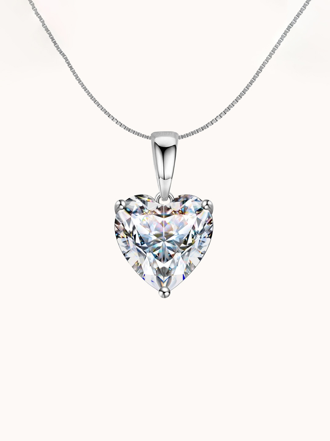HighSpark 925 Sterling Silver CZ Stone Cute Hypnotic Heart Solitaire Pendants & Chains