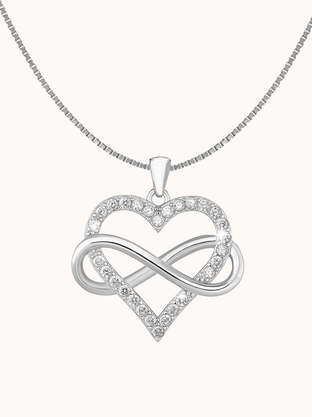 HighSpark 925 Silver Sterling Heart Shaped Pendants with Chains