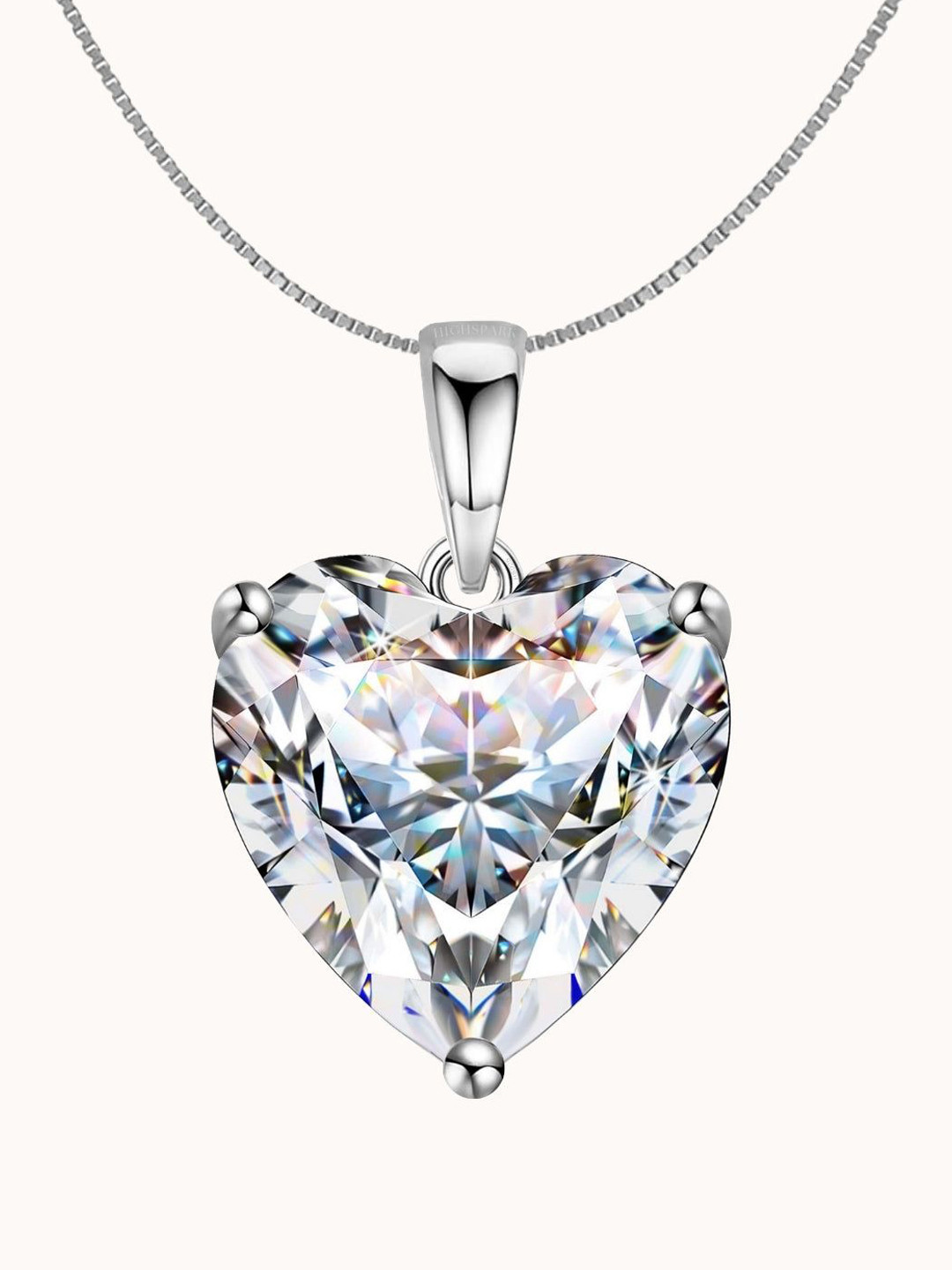 HighSpark 925  Sterling Silver Heart Shaped Pendant with Chain