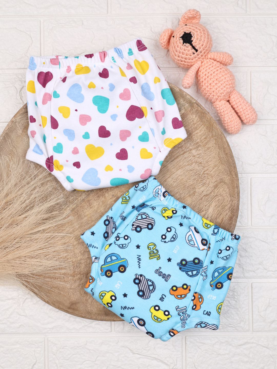 Moms Home Set Of 2 Padded Car & Heart Printed Underwear