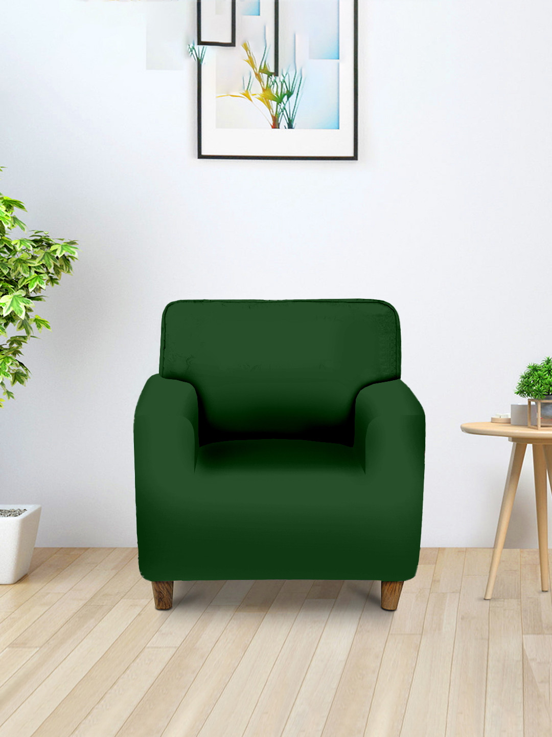 Aura Green Single Seater Sofa Cover With Arms