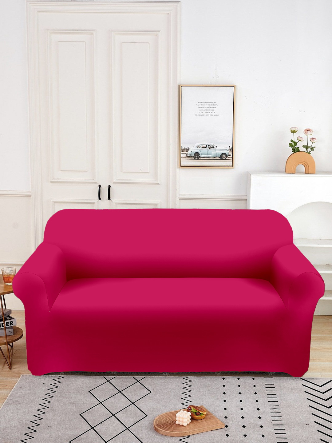 Aura Red 2 Seater Sofa Cover With Arms